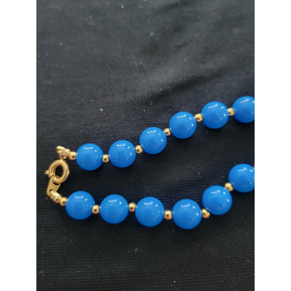 Vintage Pair of Blue Bead Necklace SEARS Gold Tone Clasp 30" Nice - Picture 5 of 13